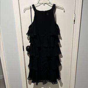 Scarlett Nite Elegant Black Ruffle Mini Dress